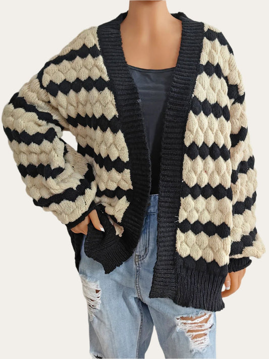 Élise Striped Creme Cardigan