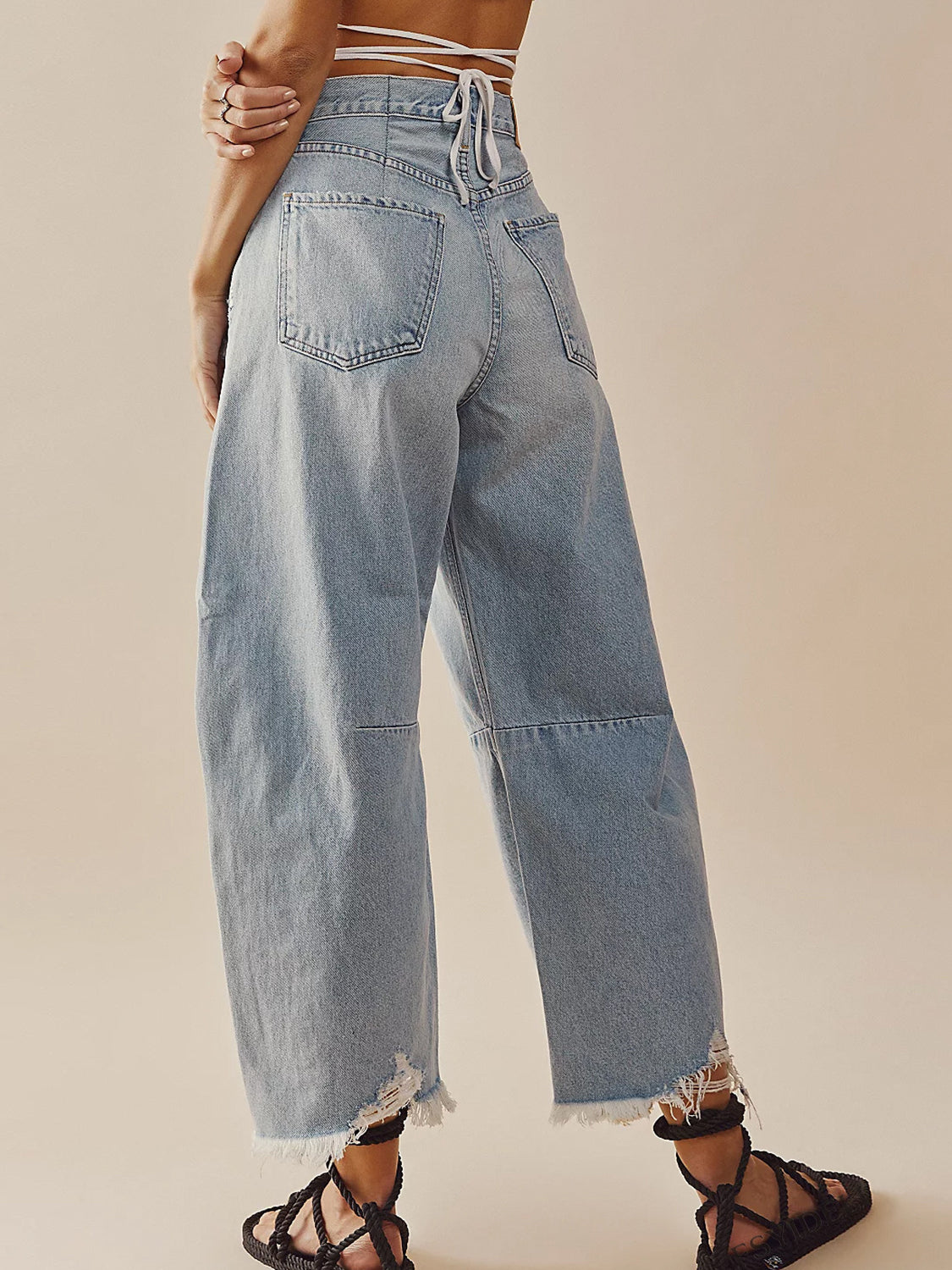 Frayed Raw Hem Denim Jeans