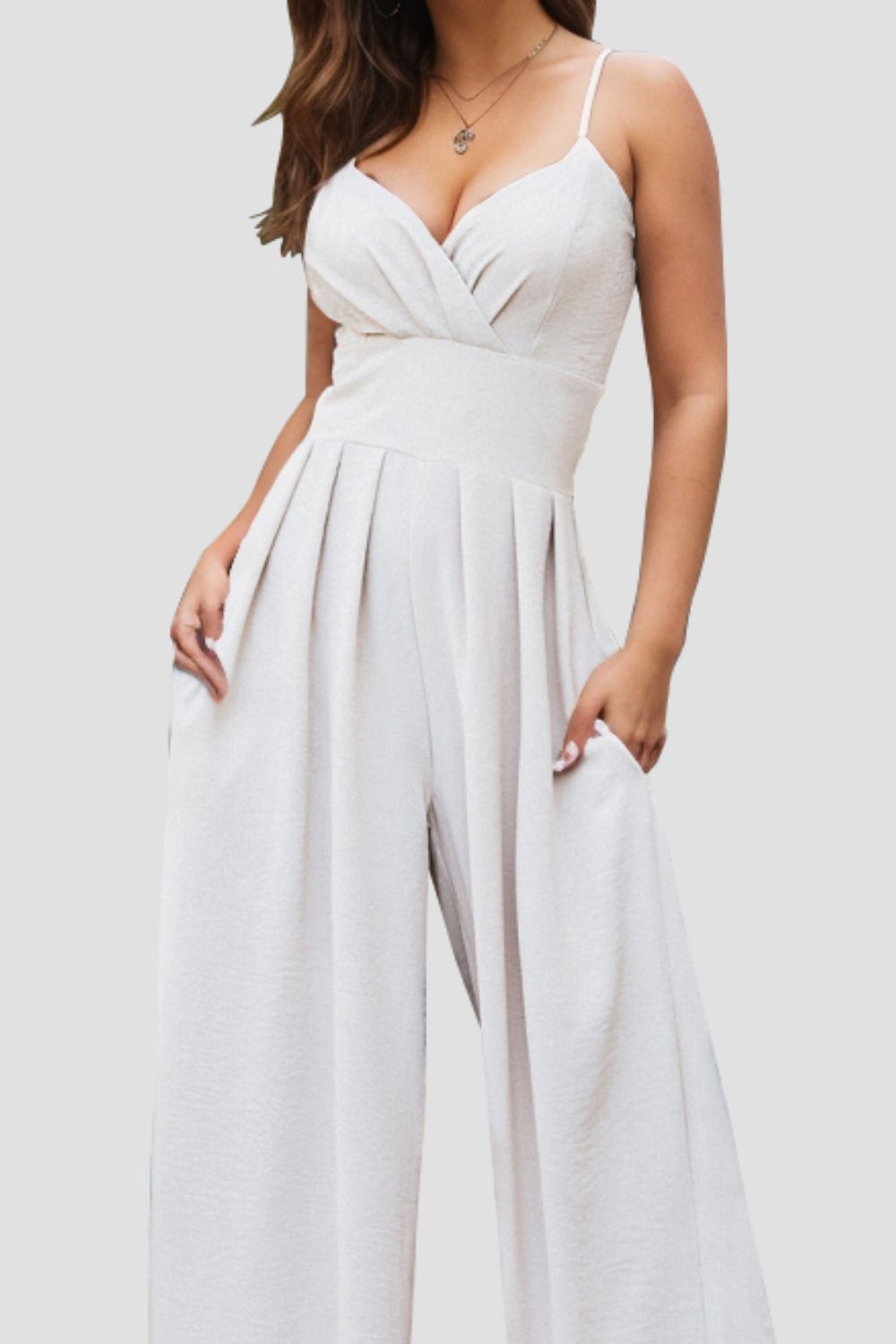 Spaghetti Strap Wide Leg Valencia Jumpsuit