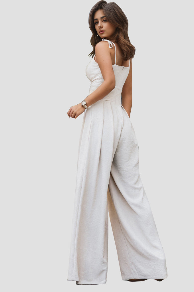 Spaghetti Strap Wide Leg Valencia Jumpsuit