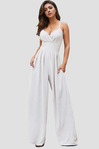 Spaghetti Strap Wide Leg Valencia Jumpsuit